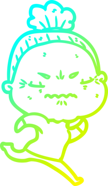 Bir çizgi film çizimi, bir insan tarafından çizilmiş yaşlı bir kadını rahatsız ediyordu.