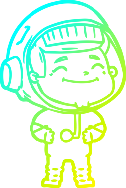 Bir insan tarafından çizilmiş mutlu bir astronotun soğuk gradyan çizimi.