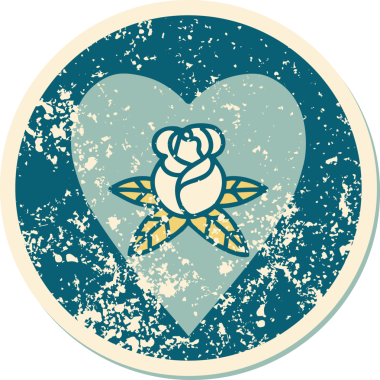 Bir insan tarafından çizilmiş kalp ve çiçeklerin sembolik depresif dövme şekli