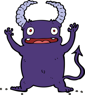 Bir insan tarafından çizilmiş küçük şeytan.