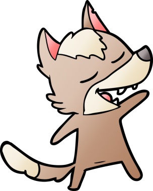 Bir insan tarafından çizilmiş gülen bir kurt.