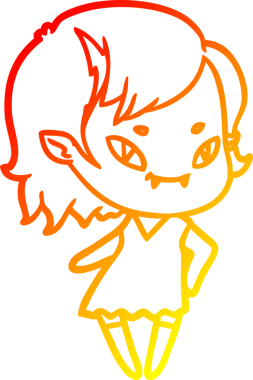 Bir insan tarafından çizilmiş havalı bir vampir kızın çizgi çizimi.