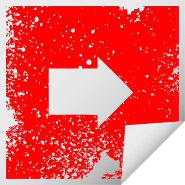 Bir insan tarafından çizilmiş ok sembolünün kare soyma etiketi.