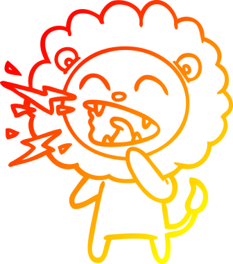 Bir insan tarafından çizilen kükreyen bir aslanın sıcak çizgi çizimi