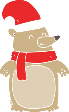 Bir insan tarafından çizilmiş düz renk çizgi film Noel Ayısı