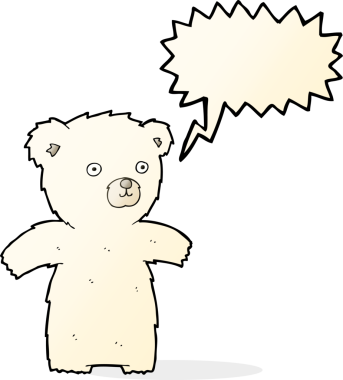 Bir insan tarafından çizilmiş konuşma baloncuklu şirin kutup ayısı.