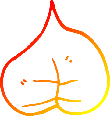 Bir insan tarafından çizilen çizgi film yaprağının sıcak gradyan çizimi