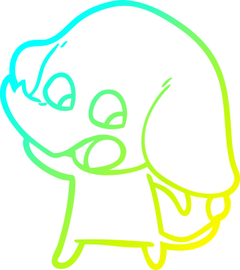 Bir insan tarafından çizilmiş şirin bir filin soğuk gradyan çizgisi