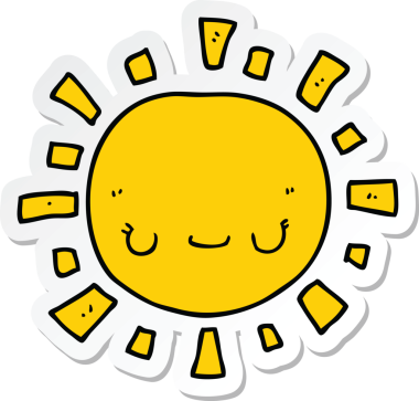 Bir insan tarafından çizilmiş bir çizgi film güneşinin çıkartması.