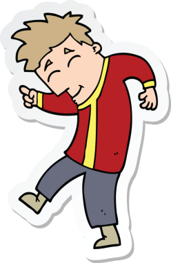 Bir insan tarafından çizilmiş dans eden bir adamın çıkartması.