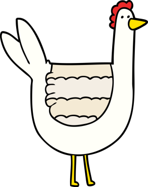 Bir insan tarafından çizilmiş çizgi film tavuğu.