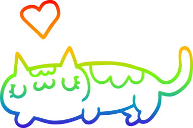 gökkuşağı gradyanı çizimi bir insan tarafından çizilmiş çizgi film kedisi