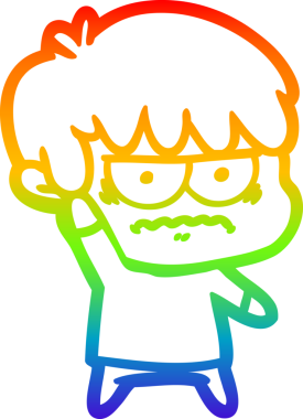 Gökkuşağı gradyan çizgi çizimi Bir insan tarafından çizilmiş bir çizgi film çocuğu