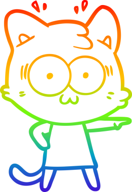 gökkuşağı gradyan çizgi çizimi bir insan tarafından çizilmiş sürpriz bir kedi