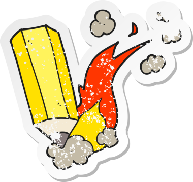 Bir insan tarafından çizilmiş karikatür karalama kaleminin gerilimli yapıştırması.