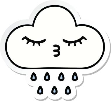 Bir insan tarafından çizilmiş şirin bir yağmur bulutunun çıkartması.