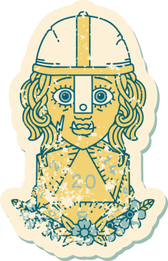 Retro Dövme Biçimi Bir insan tarafından çizilmiş 20 zarlı yarı ork savaşçı karakteri