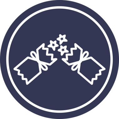 Patlayan noel krakeri bir insan tarafından çizilmiş dairesel simge