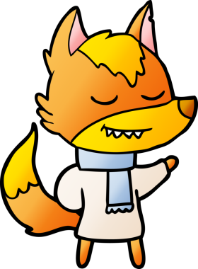 Bir insan tarafından çizilmiş tilki çizgi film karakteri