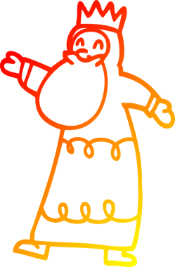 Bir insan tarafından çizilmiş karikatür bilge bir kralın sıcak çizgi çizimi