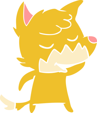 Bir insan tarafından çizilmiş düz renkli tilki çizimi.