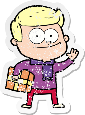 Bir insan tarafından çizilmiş mutlu bir adamın sıkıntılı çıkartması.