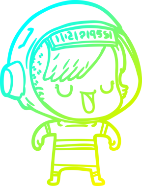 Bir insan tarafından çizilmiş soğuk gradyan çizgili astronot kadın çizimi.