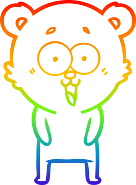 Bir insan tarafından çizilmiş gülen oyuncak ayının çizdiği gökkuşağı gradyan çizgisi.