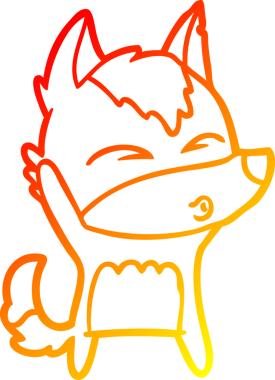 Bir insan tarafından çizilmiş bir kurt çizgi filminin sıcak çizgi çizimi.