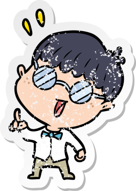 Bir insan tarafından çizilmiş zeki bir çocuğun sıkıntılı çıkartması.