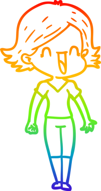 gökkuşağı gradyan çizimi bir insan tarafından çizilmiş mutlu bir kadın çizgi