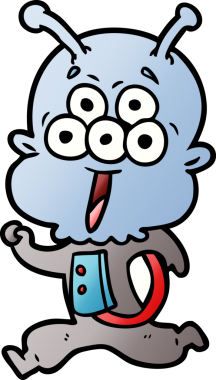 Bir insan tarafından çizilen mutlu uzaylı çizgi filmi.