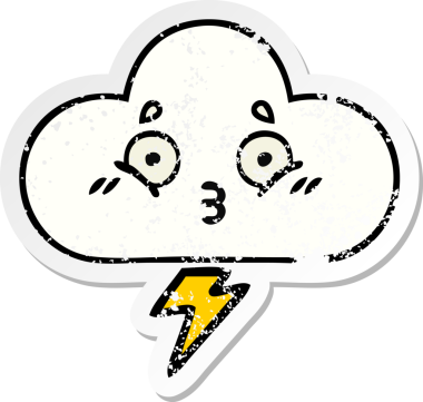 Bir insan tarafından çizilmiş tatlı bir gökgürültüsü bulutunun sıkıntılı çıkartması.