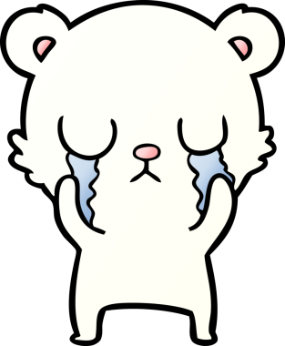 Bir insan tarafından çizilmiş üzgün küçük kutup ayısı çizgi filmi.