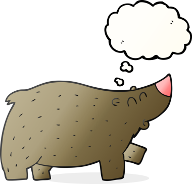 Bir insan tarafından çizilmiş serbest çizim balon karikatür ayısı.