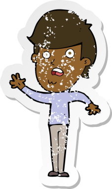 Bir insan tarafından çizilmiş mutsuz bir çocuk çizgi filminin gerilimli yapıştırması.