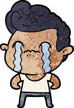 Bir insan tarafından çizilmiş ağlayan çizgi film adamı.