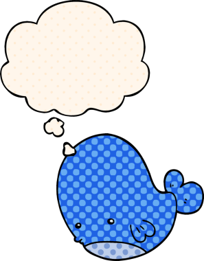 Çizgi roman tarzında bir insan tarafından çizilmiş düşünce balinası.