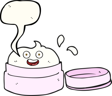 Bir insan tarafından çizilmiş serbest konuşma balonu yüz kremi.