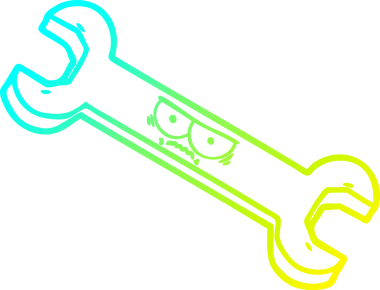 Bir insan tarafından çizilen kızgın bir çizgi filmin soğuk gradyan çizimi