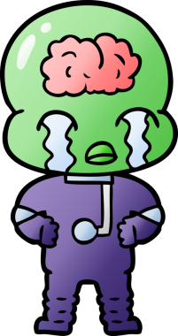 Bir insan tarafından çizilmiş koca beyinli bir uzaylı ağlaması.