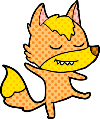 Bir insan tarafından çizilmiş tilki çizgi film karakteri