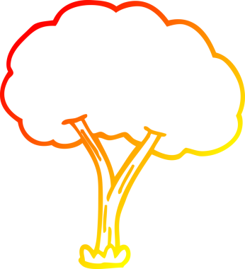 Bir insan tarafından çizilmiş karikatür ağacının sıcak çizgi çizimi