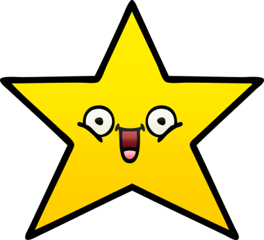 Bir insan tarafından çizilmiş altın yıldızın gölgeli karikatürü