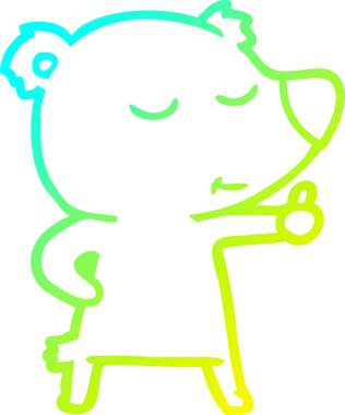 Mutlu bir çizgi film ayısının insan tarafından çizilmiş soğuk çizgi çizimi.