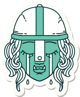 Bir insan tarafından çizilmiş ağlayan bir Ork savaşçı karakterinin çıkartması.