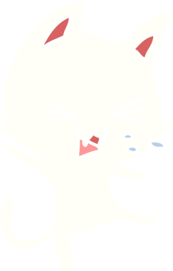 Düz renkli çizgi film kedisi bir insan tarafından çizilmiş öfke nöbeti geçiriyor.