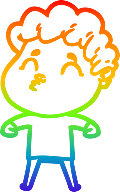 Gökkuşağı gradyan çizgi çizimi bir insan tarafından çizilen bir çizgi film adamı