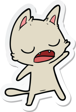 Bir insan tarafından çizilmiş konuşan kedi karikatürü.