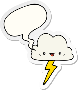 Bir insan tarafından çizilmiş konuşma balonu çıkartmalı karikatür fırtına bulutu.